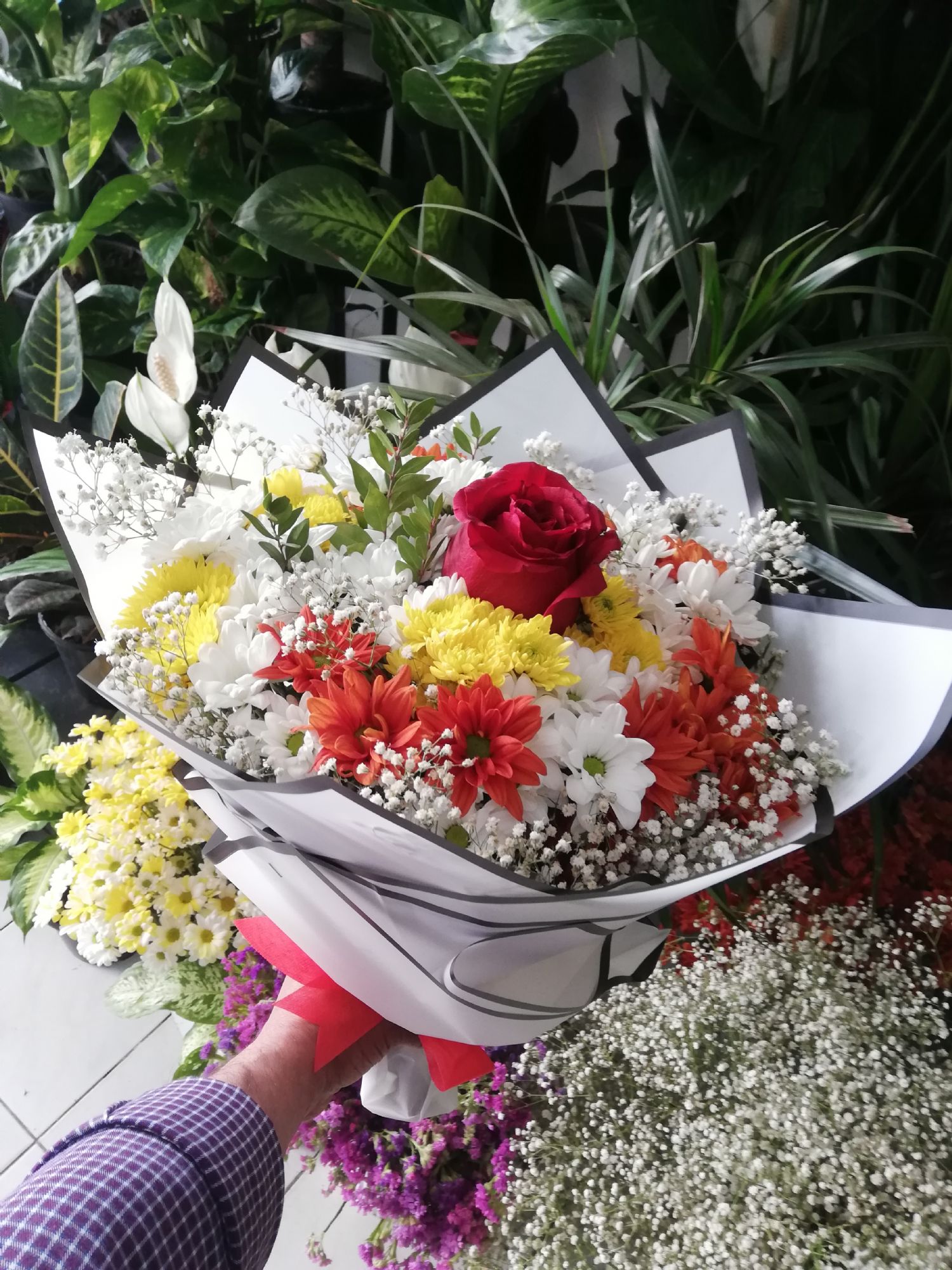  papatya beyaz kar���k buket 